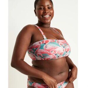 Old Navy NWT Plus Size Pink White Flamingo Print Bandeau Bikini 2 Piece Set